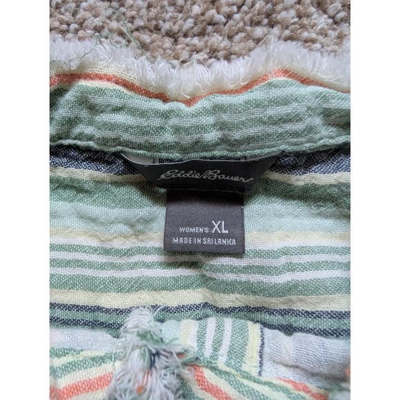 Eddie Bauer Womens XL 100% Cotton Lightweight Colorful Striped Coastal Oversized - Picture 4 of 9